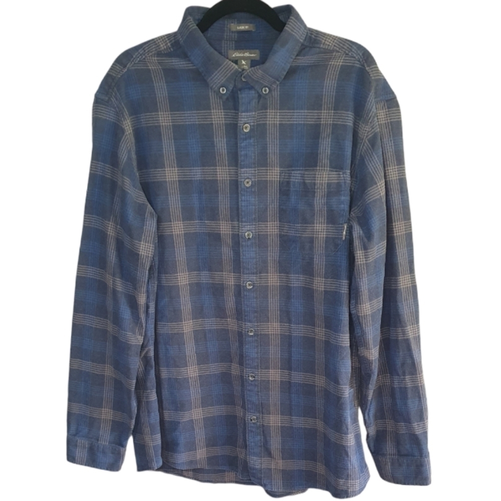 EDDIE BAUER Plaid Flannel Classic Fit Blue Men's Size TXL